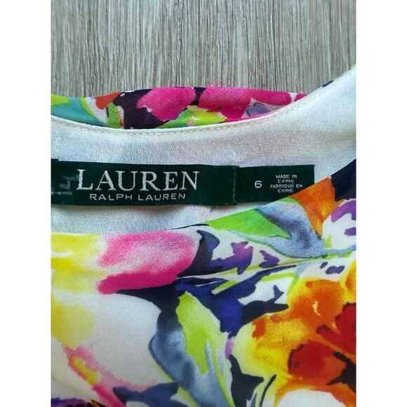 Lauren Ralph Lauren Floral Sleeveless, Dress, Women's size 6 Colorful Pleated - Picture 2 of 9
